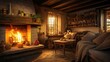 © vectorwin - wooden blurred rustic house interior