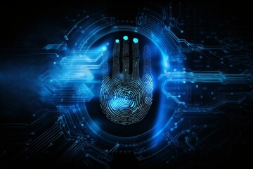 Wall Mural - advanced digital fingerprint identification technology for cybersecurity and data protection in the 