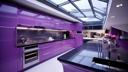 Sticker - sleek purple kitchen