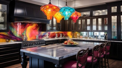 Wall Mural - island lighting kitchen