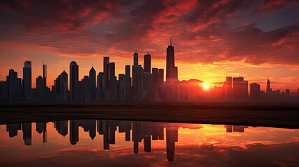 Wall Mural - city horizon sun