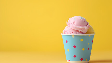 Wall Mural - Ice cream in colorful polka dot cups