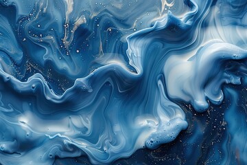 Wall Mural - liquid blue paint pattern art ink marble acrylic textured background wallpaper water abstract wave watercolor