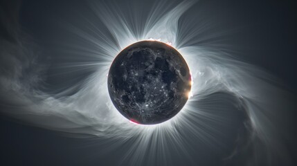 Wall Mural - A breathtaking shot of a total solar eclipse, showing the moon completely blocking the sun, revealing the sun's corona in a halo of light.