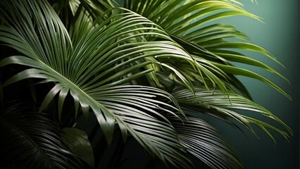 closeup of Rich dark tropical leaves, house plant.
