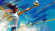 © SerPhoto - A woman beach volleyball player in action. Digital painting.