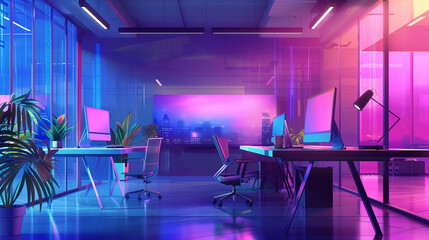 Wall Mural - modern tech company office background