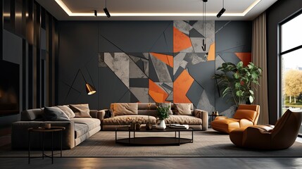 Poster - mysterious dark living room wall