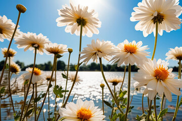 Canvas Print - daisies against sky