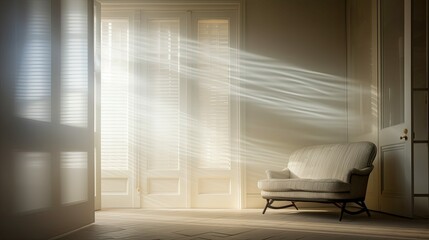 Canvas Print - mystery blurred interior shutters