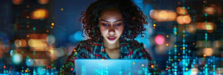 An ethnically diverse QA Engineer works on finding and fixing bugs in a product or program software code before its launch. Her laptop computer is in her hands and she is collaborating with