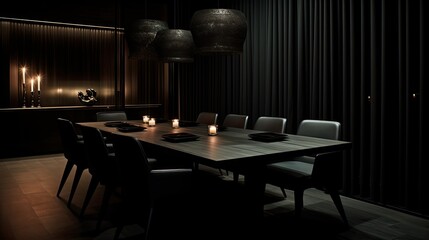 Canvas Print - modern dark dining room