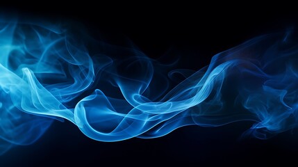 Sticker - Abstract blue smoke on black background from the incense sticks