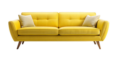 Modern yellow couch isolated