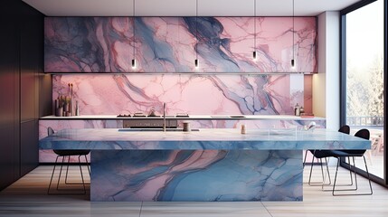 Poster - vibrant pink and blue marble