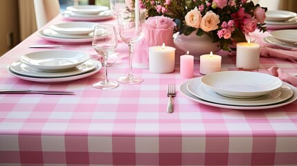 Wall Mural - fabric plaid pink