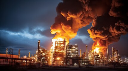 Canvas Print - heat oil refinery fire