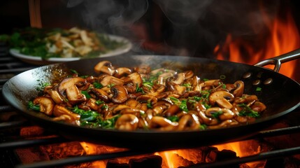 Canvas Print - chef cooking champignon mushroom