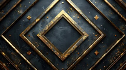 Wall Mural - frame decorative design gold border old background retro vintage style antique ornate texture wall wallpaper