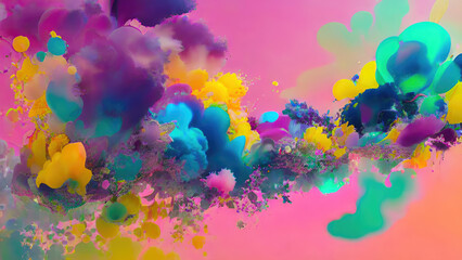 Poster - Abstract color splash, exploding colorful pigments, particles artistic concept background.