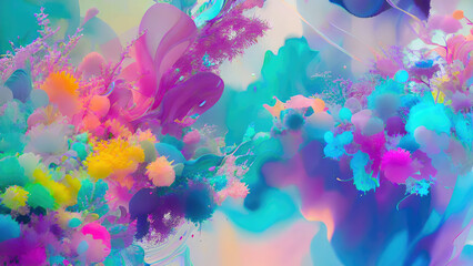 Poster - Abstract color splash, exploding colorful pigments, particles artistic concept background.