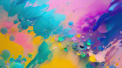 Fototapete - Abstract color splash, exploding colorful pigments, particles artistic concept background.