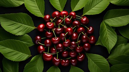 Canvas Print - vibrant leaves cherry background