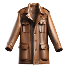 Brown leather jacket coat