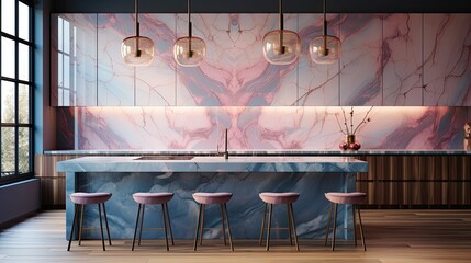 Poster - countertop pink and blue marble