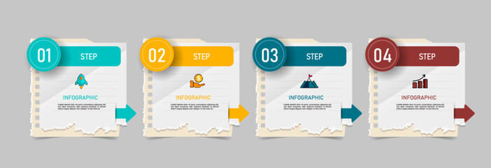 Wall Mural - Presentation business infographic with 4 steps template vector.	