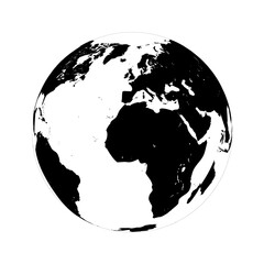 simple black globe vector illustration on white background.