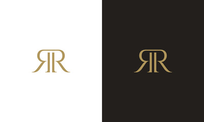 monogram r rr gold luxury serif logo template for fashion, beauty bag shoes hat dress spa treatment 