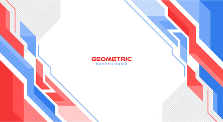 Wall Mural - Red and blue flat geometric tech background