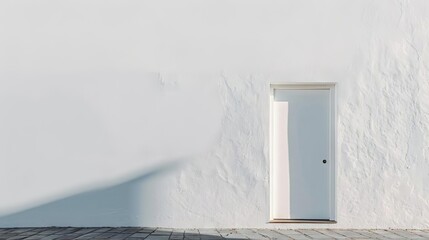Wall Mural - white door in plain white wall minimalist architecture photograph with copy space