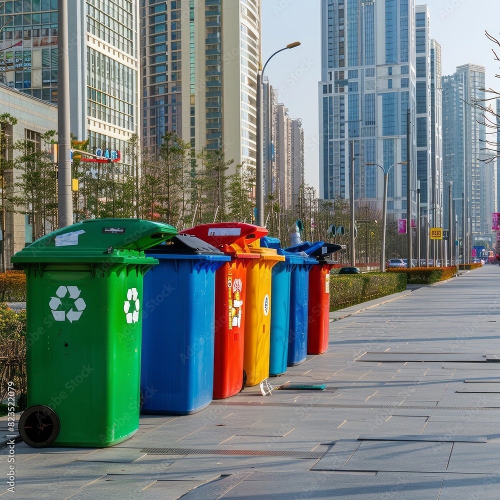 Photo plastic garbage containers for sorting, separate garbage and ...
