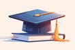 © NEW - Illustration of a graduation cap resting on an open book, symbolizing education, learning, and academic achievement.