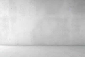 Spacious empty room with a white concrete wall and clean floor for background or design space