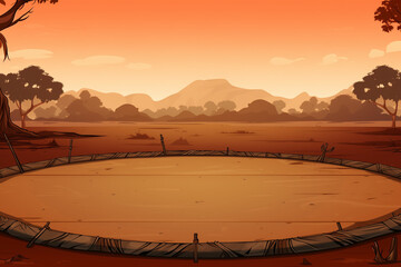Wall Mural - Circular Arena in Sunset, warm and atmospheric, nature illustration, cultural concept