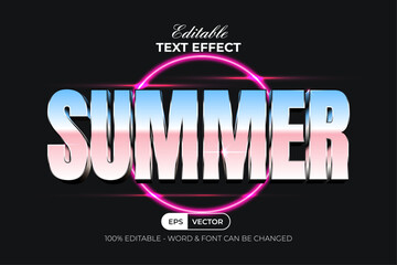 Canvas Print - Summer Retro Text Effect Style. Editable Text Effect Vector.
