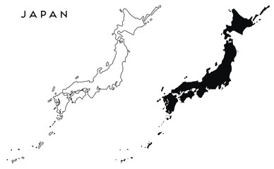 Japan map outlined and blue vector