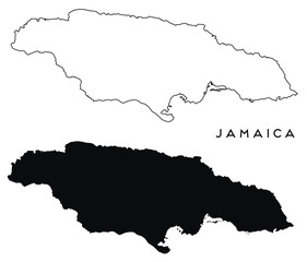 Wall Mural - Jamaica map outlined and blue vector