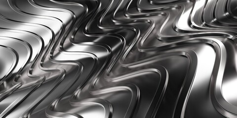 Wall Mural - Abstract Metallic Waves Background. Aluminum Stripes with Light Reflections