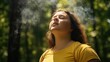 © CStock - a young chubby girl breathing pure air in a forest