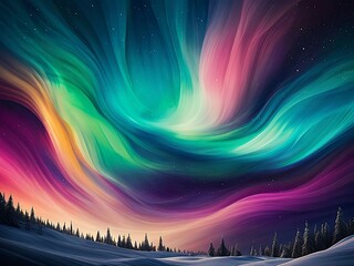 Wall Mural - Aurora's Chromatic Symphony