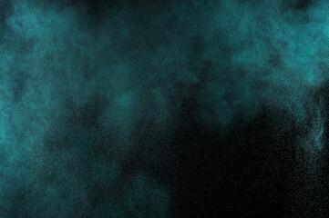 grunge green texture. aquamarine smoke cloud on black background. light blue textured on dark sky. s