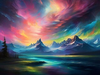 Wall Mural - Aurora's Chromatic Symphony