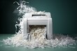 © juliars - Modern office printer overwhelmed with a mess of shredded paper overflow