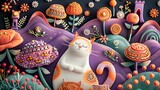 Fototapeta  - background, abstraction, fairy tale, fairy cat