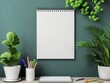 © CG Design - Blank white calendar mockup hanging on a wall with colorful markers nearby