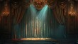 © buraratn - theater stage with ornate curtains and a spotlight shining on a solo performer
